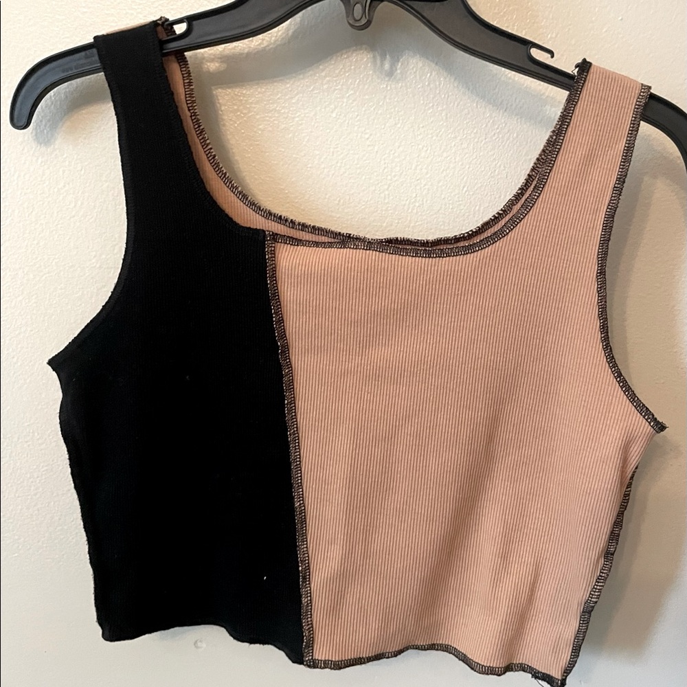 Tan and black crop top. Size medium